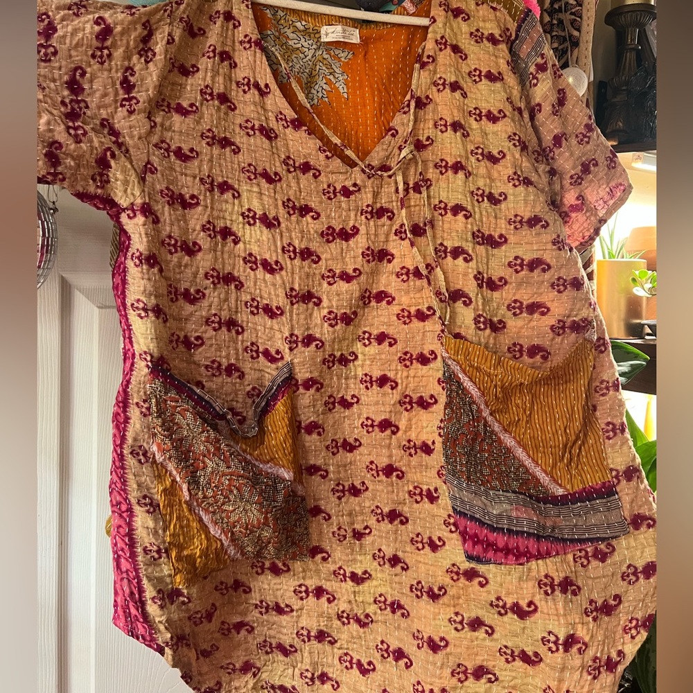 Kantha Bae Reversible! Bohemian Patchwork Top - M… - image 8